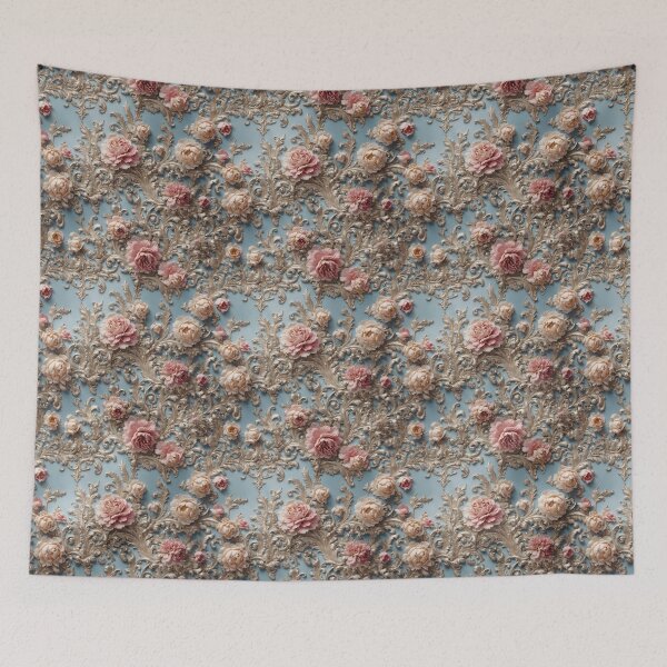 Item preview, High-quality floral pattern in baroque style - ideal for weddings - pink blue silver designed and sold by biiid.