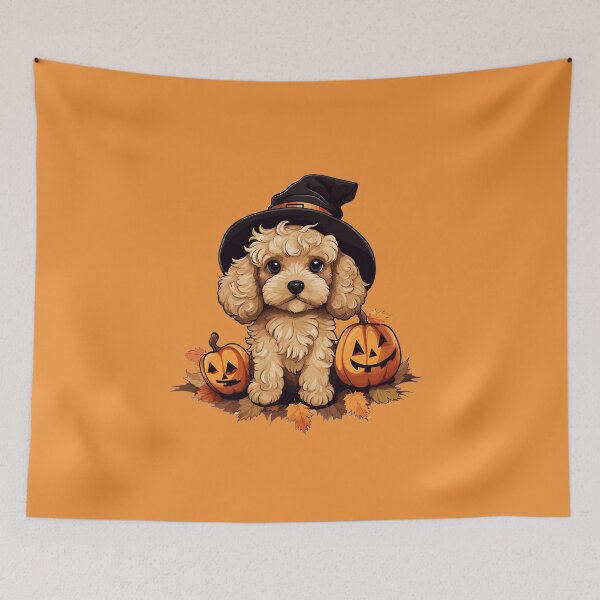 Item preview, Halloween Puppy GoldenDoodle designed and sold by RetroPrints.