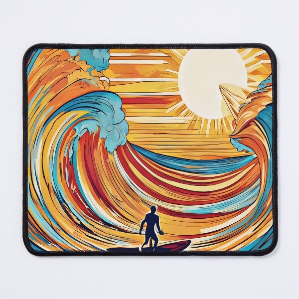 Item preview, Surfer Riding the Waves in a Mesmerizing Sunlit Painting designed and sold by PrintopiaHaven.