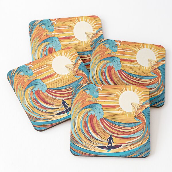 Item preview, Surfer Riding the Waves in a Mesmerizing Sunlit Painting designed and sold by PrintopiaHaven.