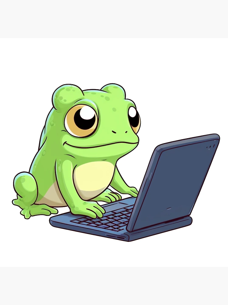 Frog working on laptop Poster for Sale by PawelNature