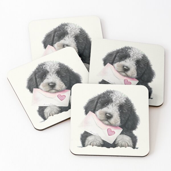 Item preview, Valentines sheepadoodle pup with a love letter - for your dog-loving valentine designed and sold by UmagineArts.