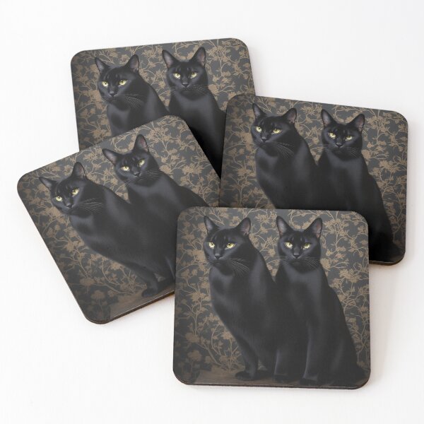 Item preview, Black cats with antique wallpaper designed and sold by Wilfried van Dokkumburg.