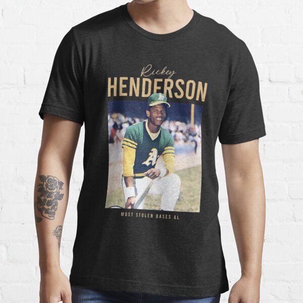 TIE-DYE GREEN Athletics A's Rickey Henderson Stolen Base T-shirt ADULT 