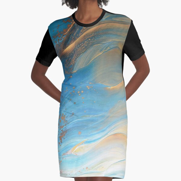 Fairy Wings: Acrylic Pour Painting Graphic T-Shirt Dress