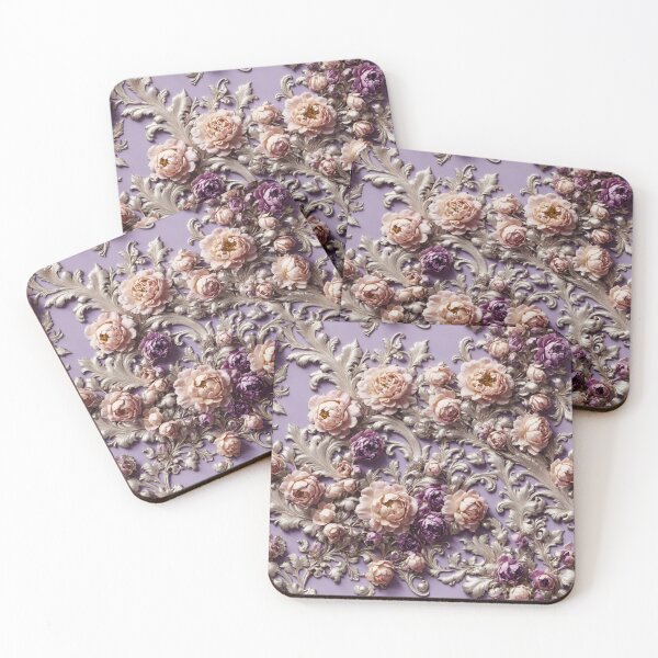 Item preview, High-quality floral pattern in baroque style - ideal for weddings - violet silver designed and sold by biiid.