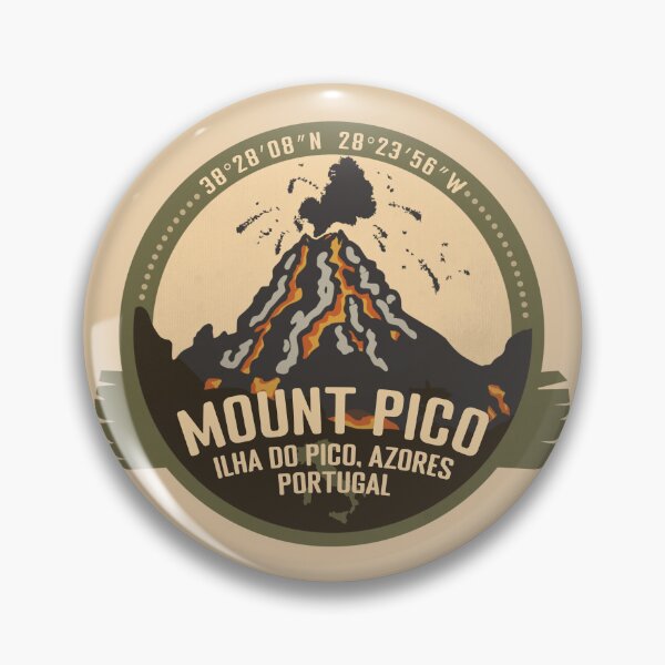 Item preview, Mount Pico volcano Ilha do Pico Azores Portugal Volcano Retro Vintage Badge designed and sold by mountainfad.