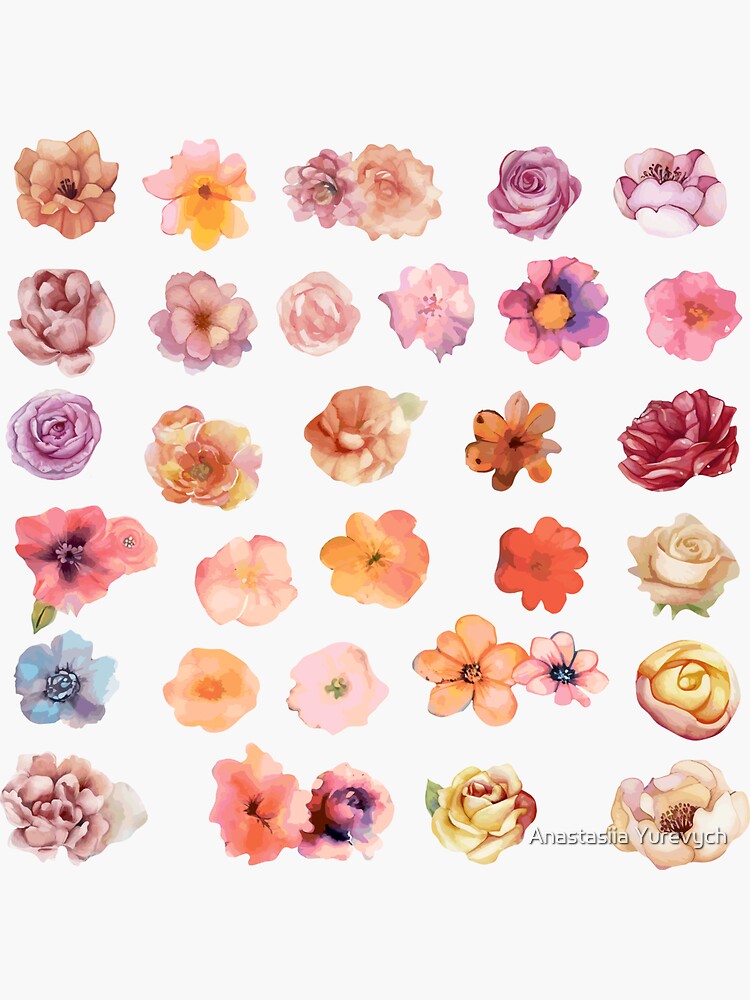 Clear Wildflower Bunch Stickers,Clear Flower Stickers,Perfect for Water Bottle Laptop Scrapbooking Stickers Flowers Gifts