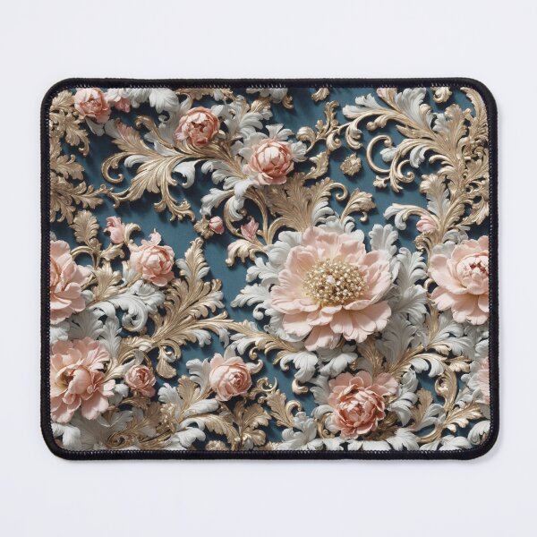 Item preview, High-quality floral pattern in baroque style - ideal for weddings - pink, dark blue, silver designed and sold by biiid.