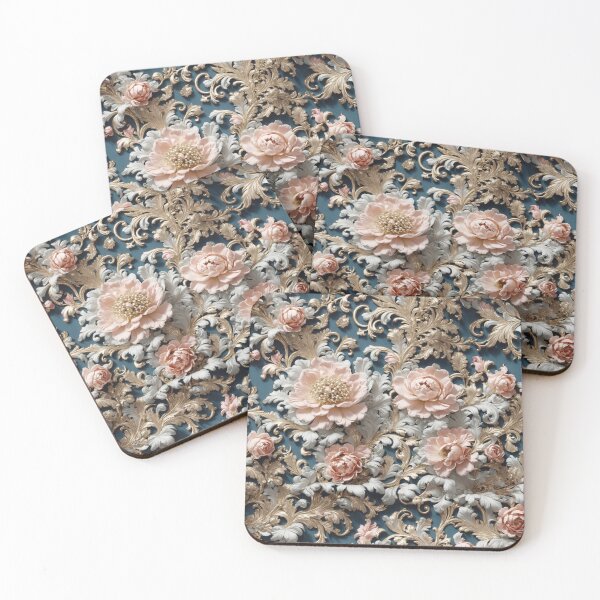 Item preview, High-quality floral pattern in baroque style - ideal for weddings - pink, dark blue, silver designed and sold by biiid.