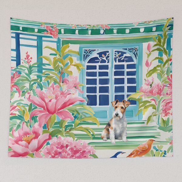 Item preview, Fox Terrier en el jardín chinoiserie designed and sold by SophieClimaArt.