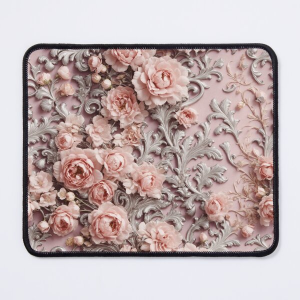 Item preview, High-quality floral pattern in baroque style - ideal for weddings - pink silver designed and sold by biiid.