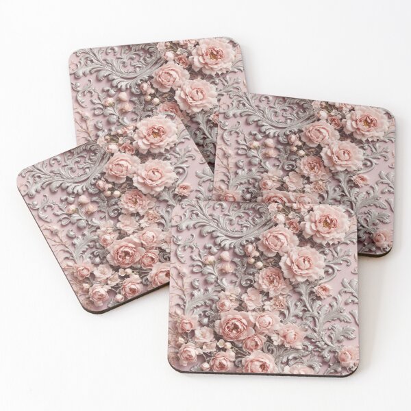 Item preview, High-quality floral pattern in baroque style - ideal for weddings - pink silver designed and sold by biiid.