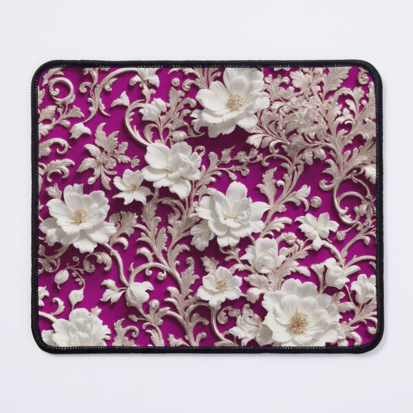 Item preview, High-quality floral pattern in baroque style - ideal for weddings - magenta white silver designed and sold by biiid.
