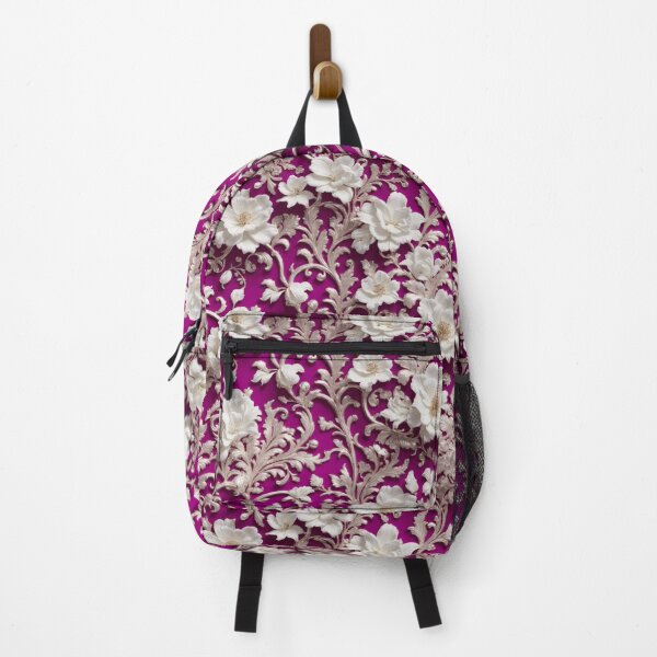 Item preview, High-quality floral pattern in baroque style - ideal for weddings - magenta white silver designed and sold by biiid.