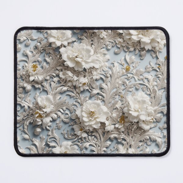 Item preview, High-quality floral pattern in baroque style - ideal for weddings - white blue silver designed and sold by biiid.