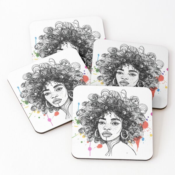 Item preview, African Beauty: Curly Hair and Colorful Ink Blots designed and sold by ReplyGirl.