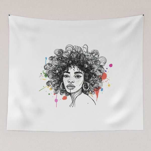 Item preview, African Beauty: Curly Hair and Colorful Ink Blots designed and sold by ReplyGirl.