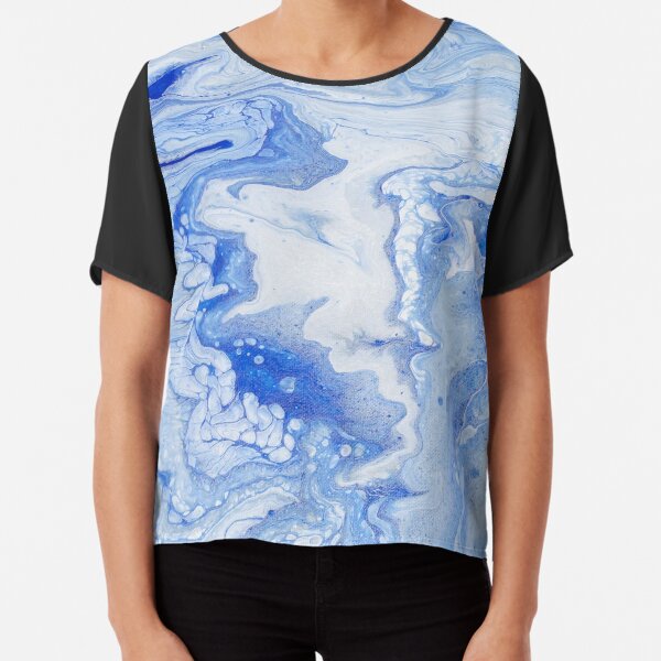 Wintry Fairy Land: Acrylic Pour Painting Chiffon Top