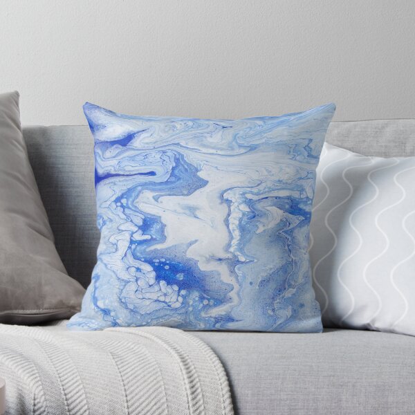 Wintry Fairy Land: Acrylic Pour Painting Throw Pillow