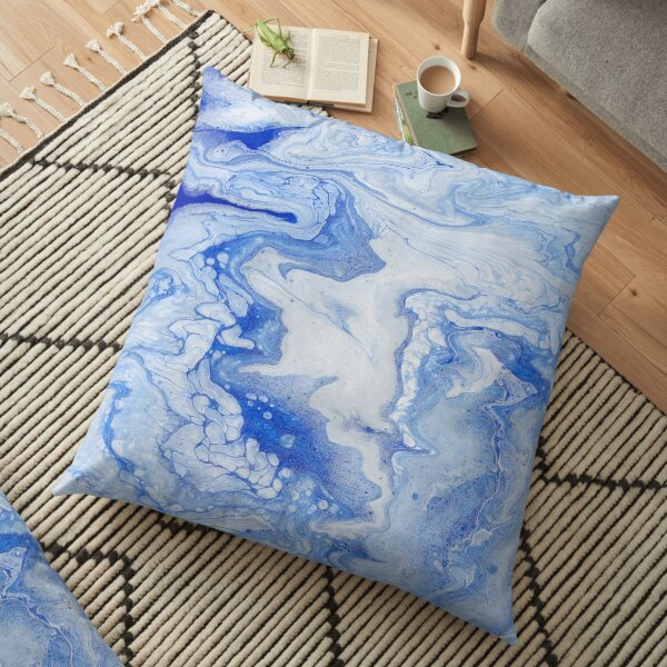 Wintry Fairy Land: Acrylic Pour Painting Floor Pillow