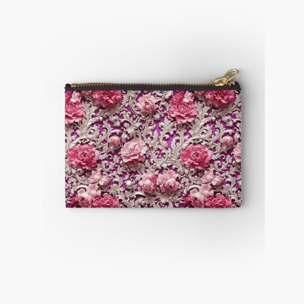 Item preview, High-quality floral pattern in baroque style - ideal for weddings - magenta pink silver designed and sold by biiid.