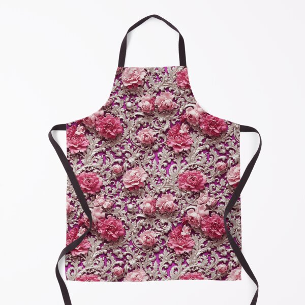 Item preview, High-quality floral pattern in baroque style - ideal for weddings - magenta pink silver designed and sold by biiid.
