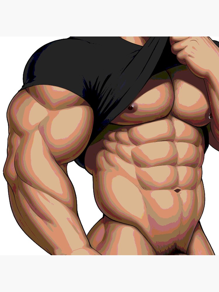 Muscular Anime Boy Physique (AI Generated Artwork) | Sticker