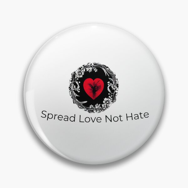 Item preview, Spread Love Not Hate Flower Heart Black and White Red #4 designed and sold by LaBoutiqueDeFab.