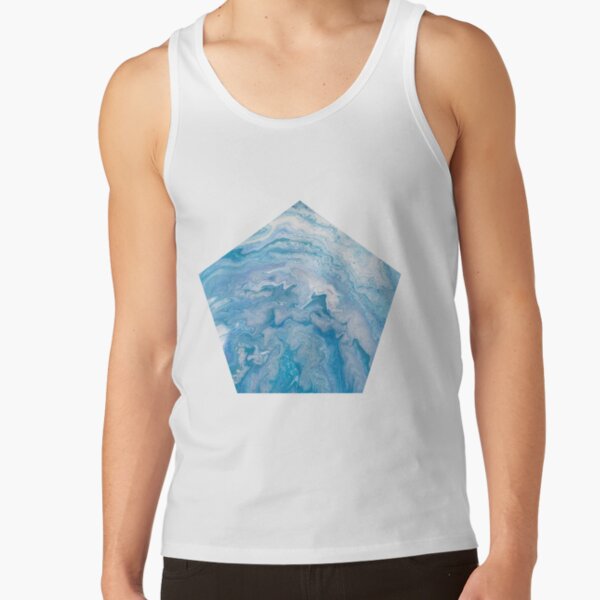 Icy Blue World: Acrylic Pour Painting Tank Top