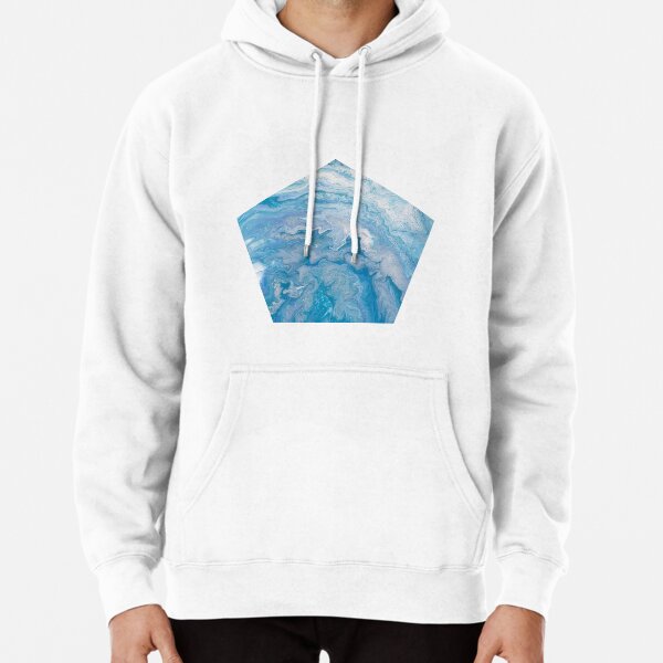 Icy Blue World: Acrylic Pour Painting Pullover Hoodie