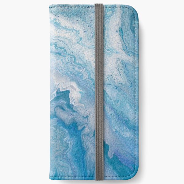 Icy Blue World: Acrylic Pour Painting iPhone Wallet