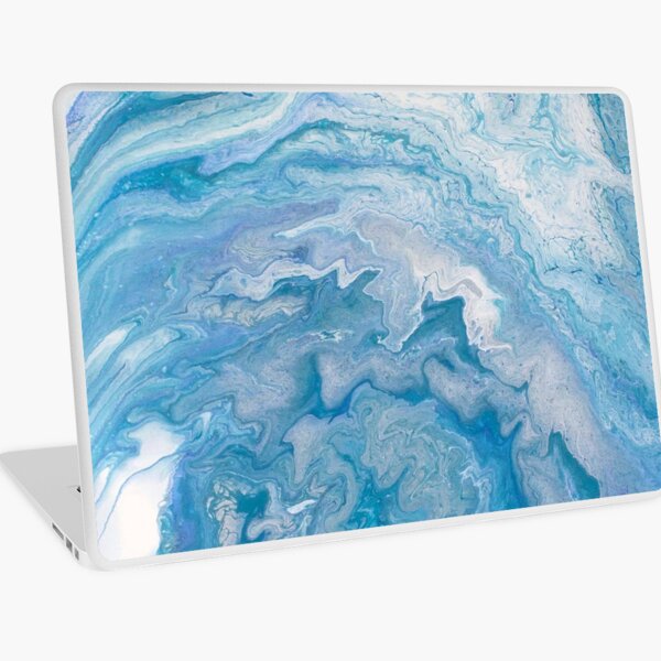 Icy Blue World: Acrylic Pour Painting Laptop Skin