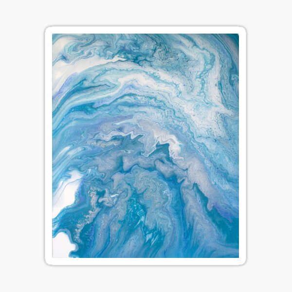 Icy Blue World: Acrylic Pour Painting Sticker