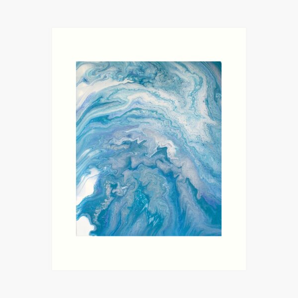 Icy Blue World: Acrylic Pour Painting Art Print
