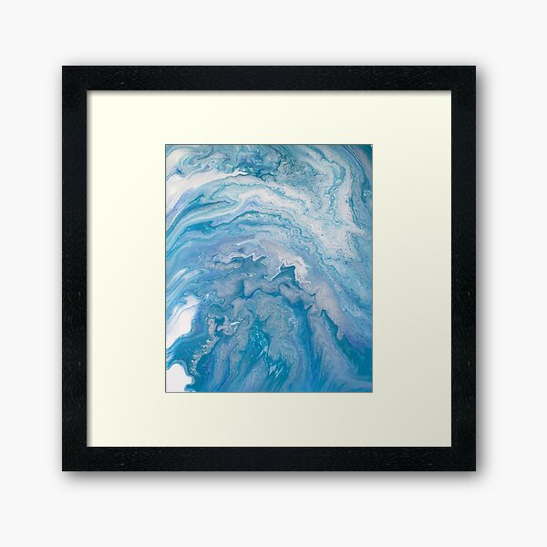 Icy Blue World: Acrylic Pour Painting Framed Art Print
