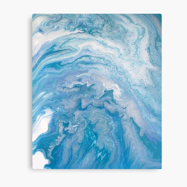 Icy Blue World: Acrylic Pour Painting Metal Print
