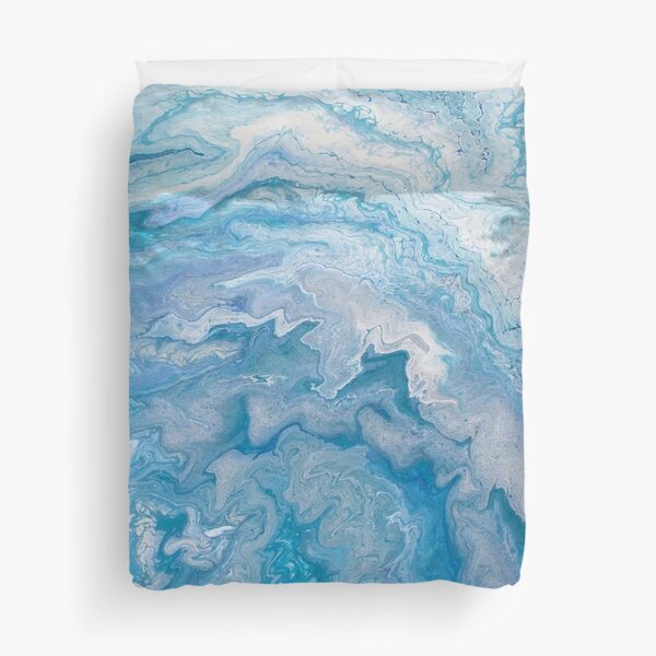 Icy Blue World: Acrylic Pour Painting Duvet Cover