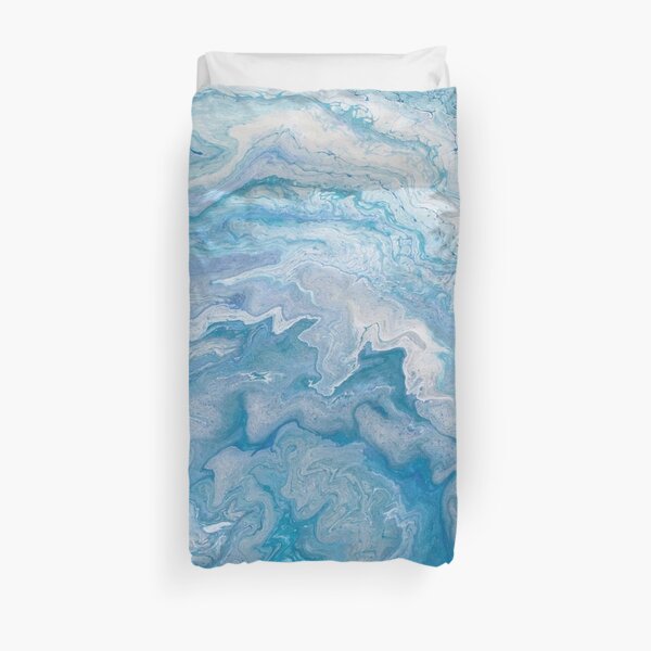 Icy Blue World: Acrylic Pour Painting Duvet Cover