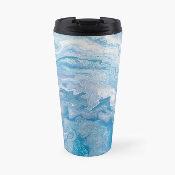 Icy Blue World: Acrylic Pour Painting Travel Mug