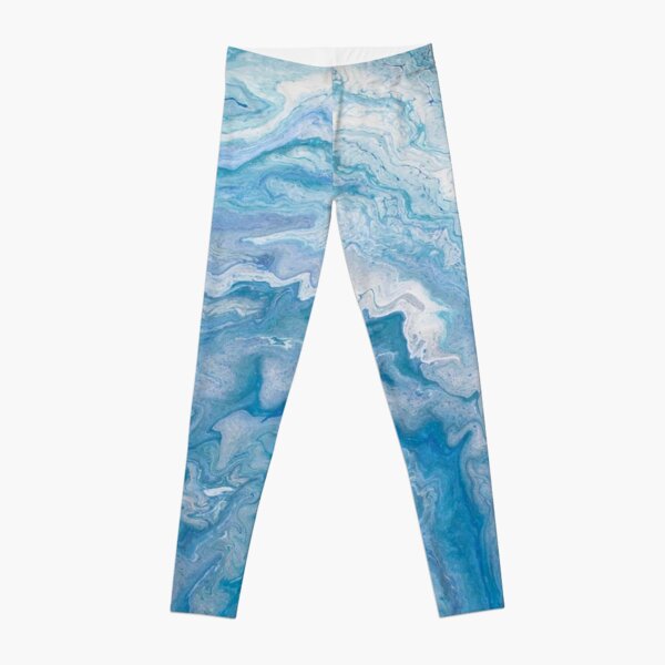 Icy Blue World: Acrylic Pour Painting Leggings