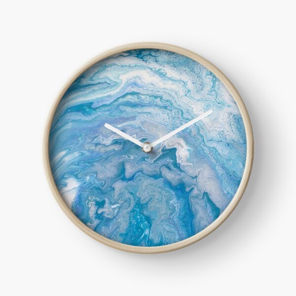 Icy Blue World: Acrylic Pour Painting Clock