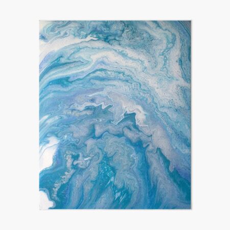 Icy Blue World: Acrylic Pour Painting Art Board Print