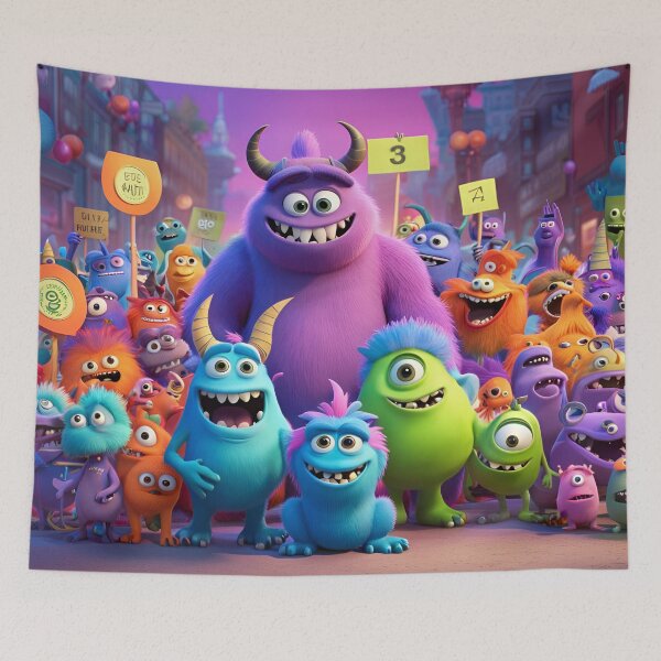 Item preview, Monsters with placards at a protest rally designed and sold by Colin Bentham.