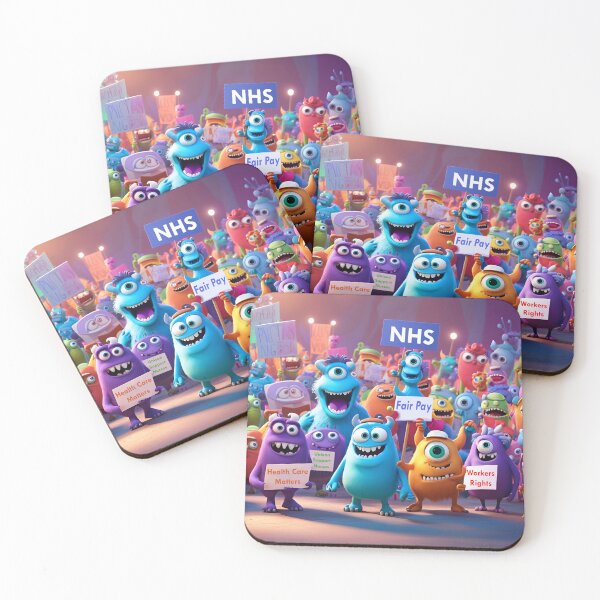 Item preview, Monsters with placards at a protest rally designed and sold by Colin Bentham.