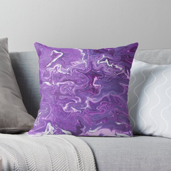 Dancing Iris: Acrylic Pour Painting Throw Pillow