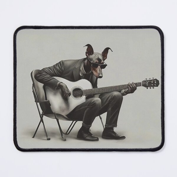 Item preview, Cool Natural Ear Doberman Dog Playing Guitar 01 designed and sold by yourwelcomee.