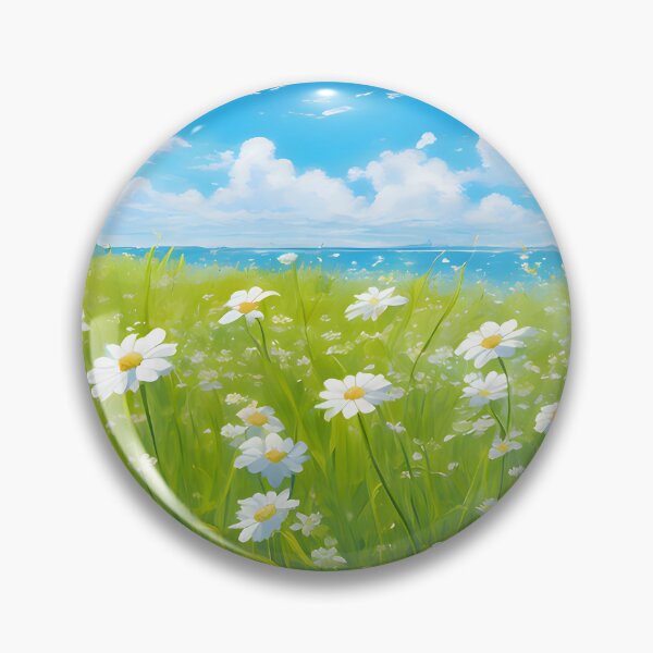 Item preview, Green Summer Field With White Flowers designed and sold by IceCreamSmile.