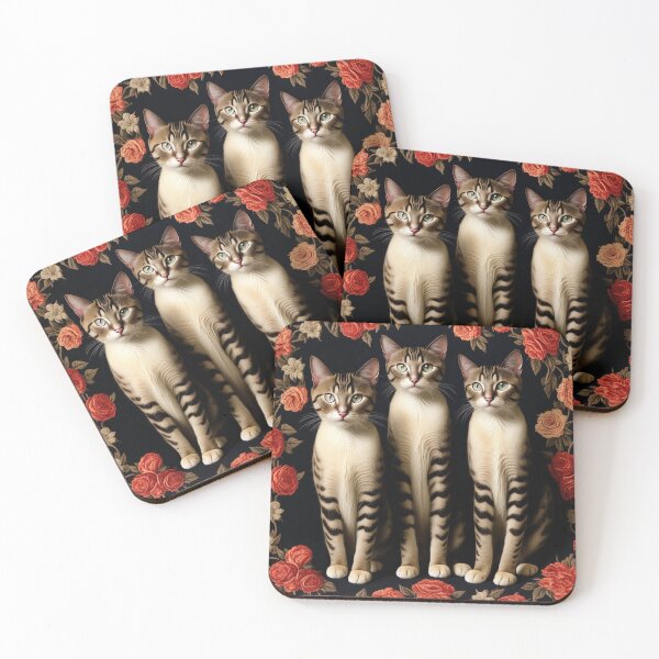 Item preview, 3 gothic cats with red roses designed and sold by Wilfried van Dokkumburg.