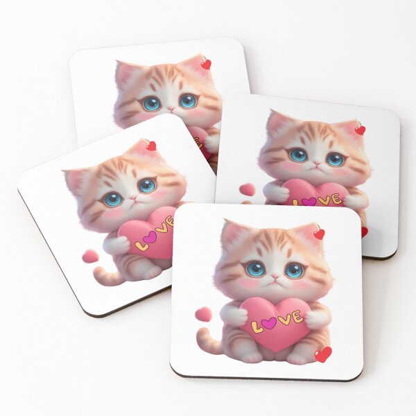 Item preview, Clipart of a cute little cat with love heart in hands.  designed and sold by Vegasstickers.